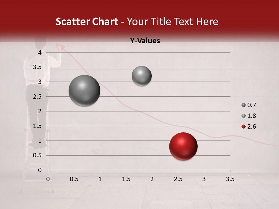 A Man Standing On A Ladder Drawing A Line On A Wall PowerPoint Template