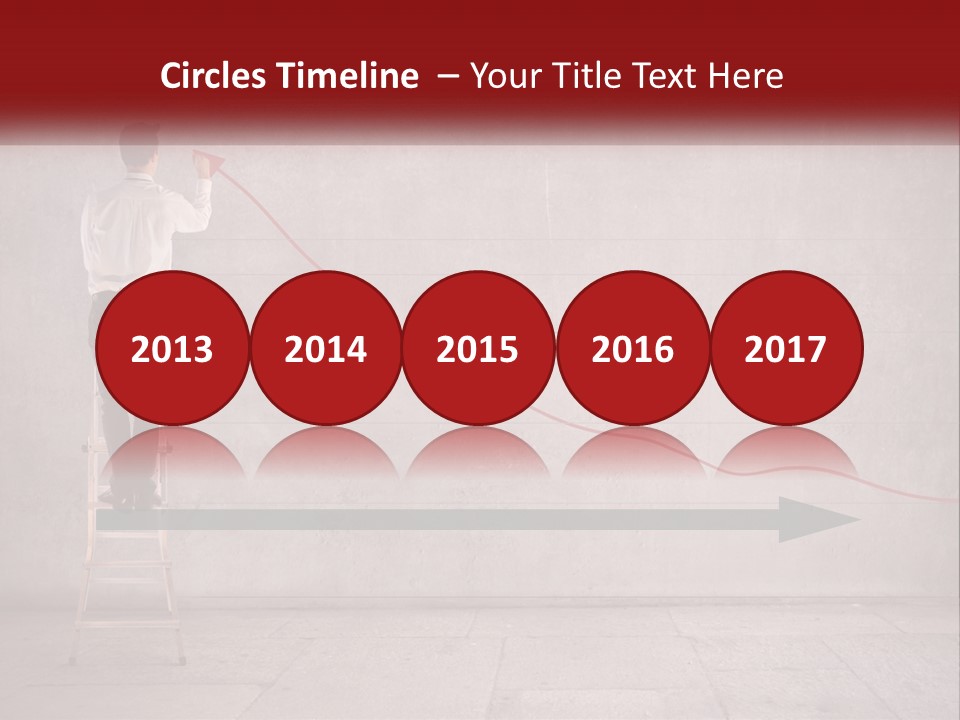 A Man Standing On A Ladder Drawing A Line On A Wall PowerPoint Template