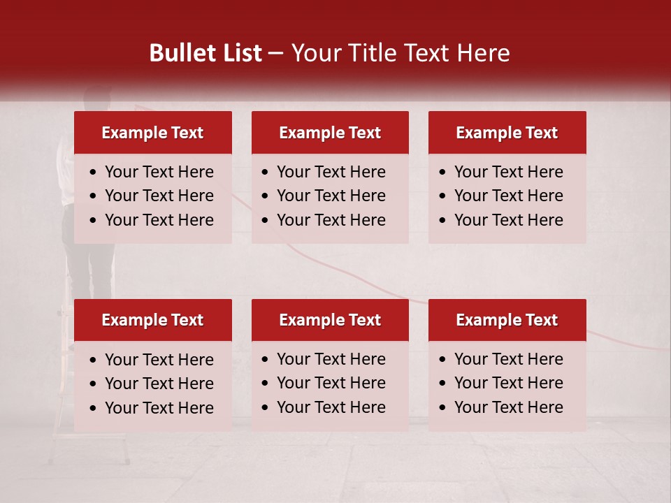 A Man Standing On A Ladder Drawing A Line On A Wall PowerPoint Template