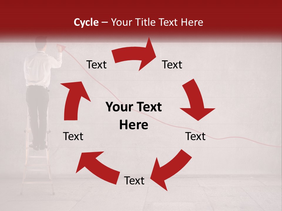 A Man Standing On A Ladder Drawing A Line On A Wall PowerPoint Template