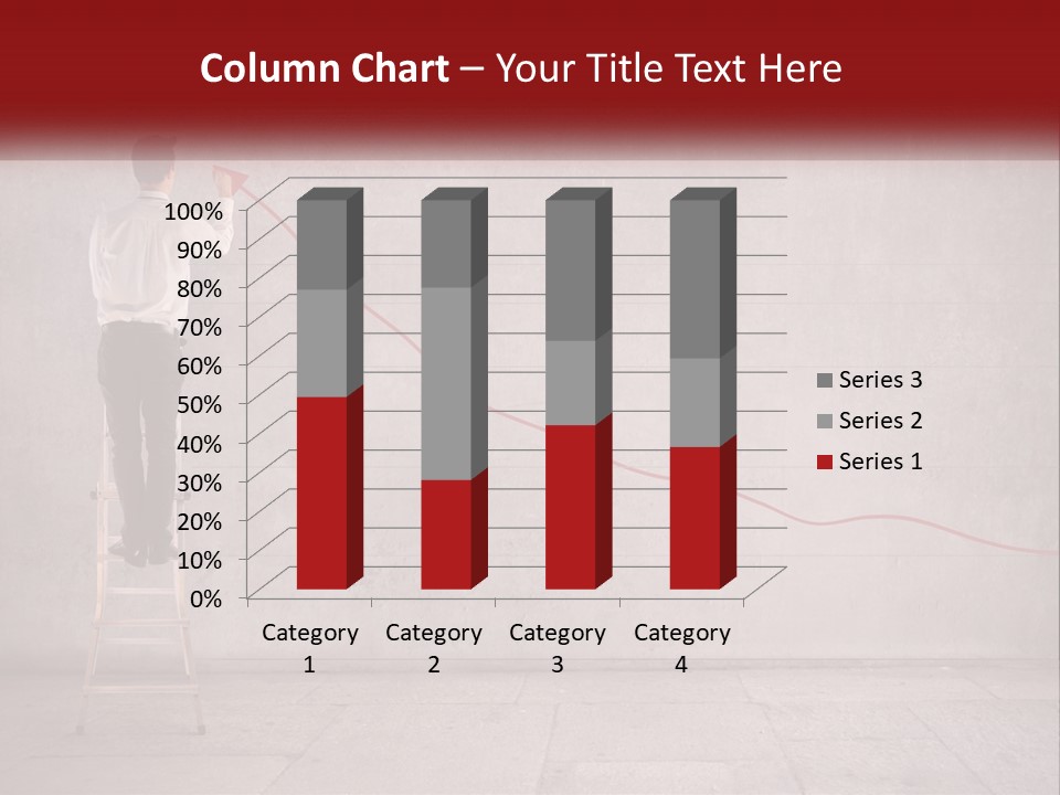 A Man Standing On A Ladder Drawing A Line On A Wall PowerPoint Template