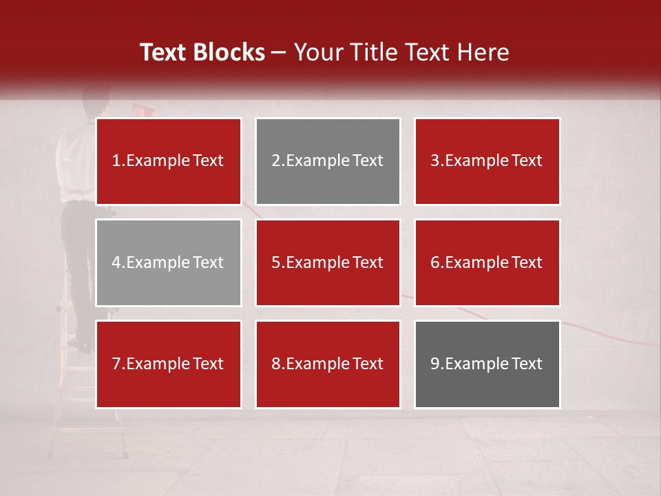 A Man Standing On A Ladder Drawing A Line On A Wall PowerPoint Template