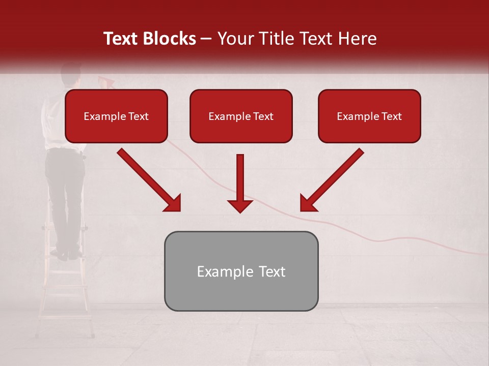 A Man Standing On A Ladder Drawing A Line On A Wall PowerPoint Template