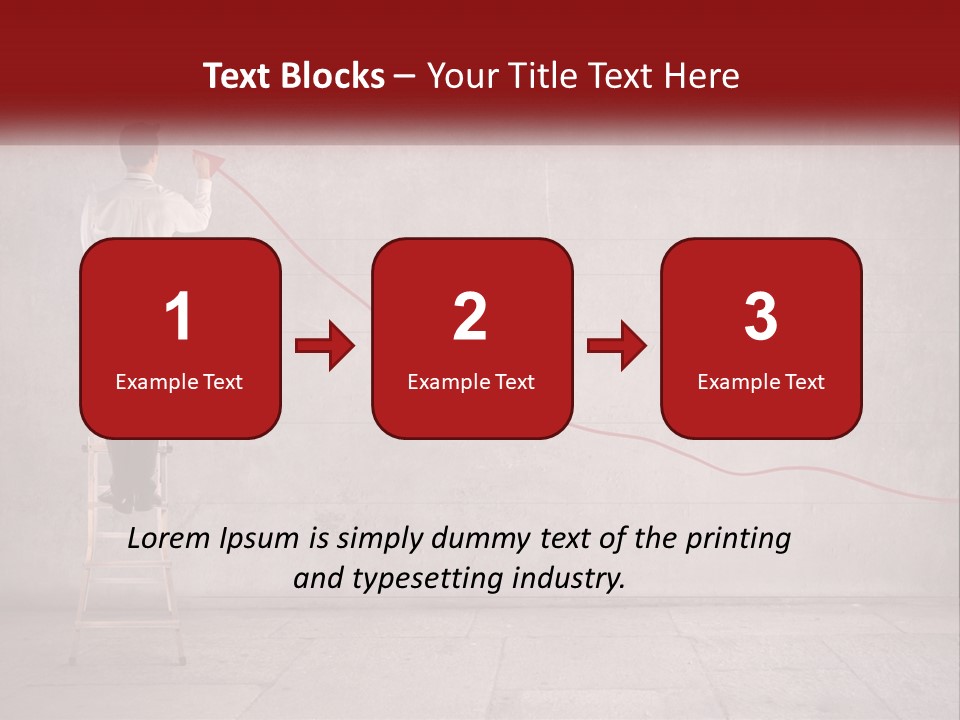 A Man Standing On A Ladder Drawing A Line On A Wall PowerPoint Template