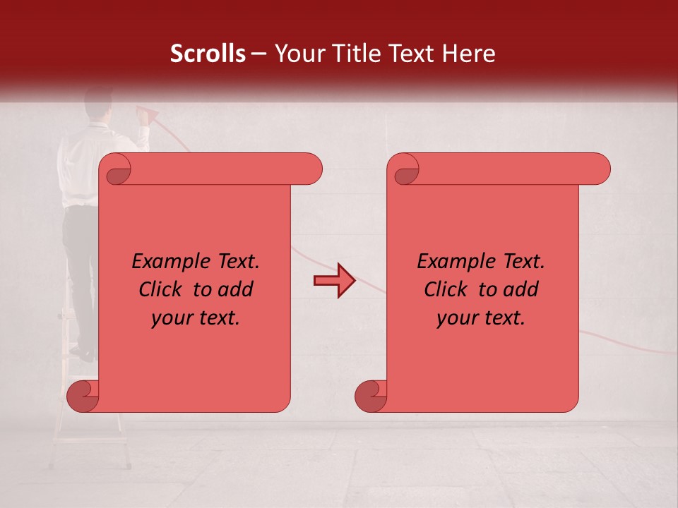 A Man Standing On A Ladder Drawing A Line On A Wall PowerPoint Template