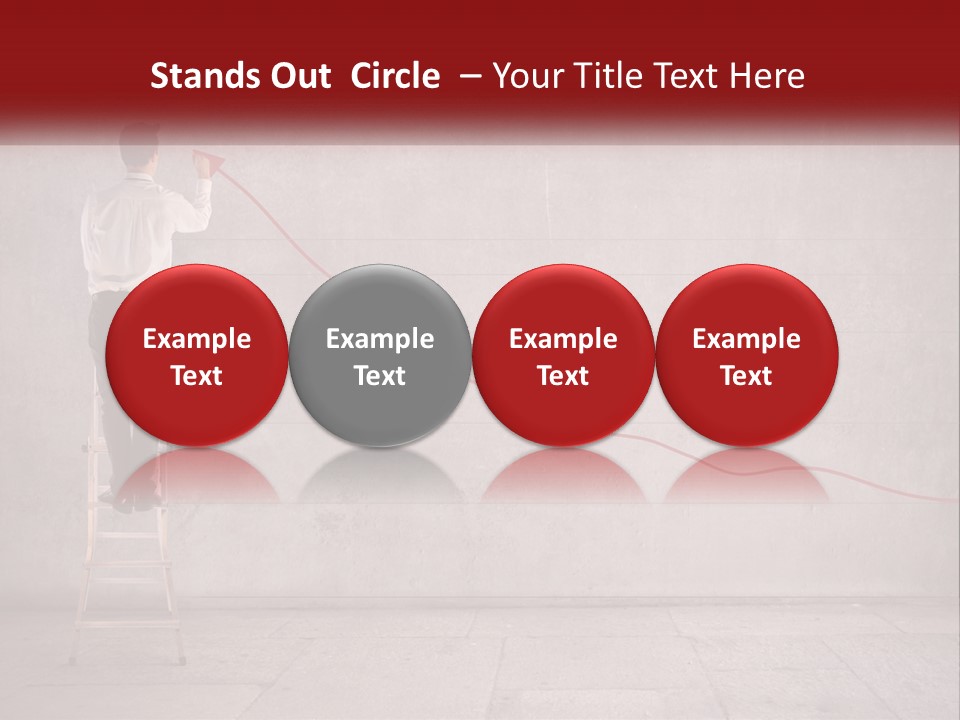 A Man Standing On A Ladder Drawing A Line On A Wall PowerPoint Template