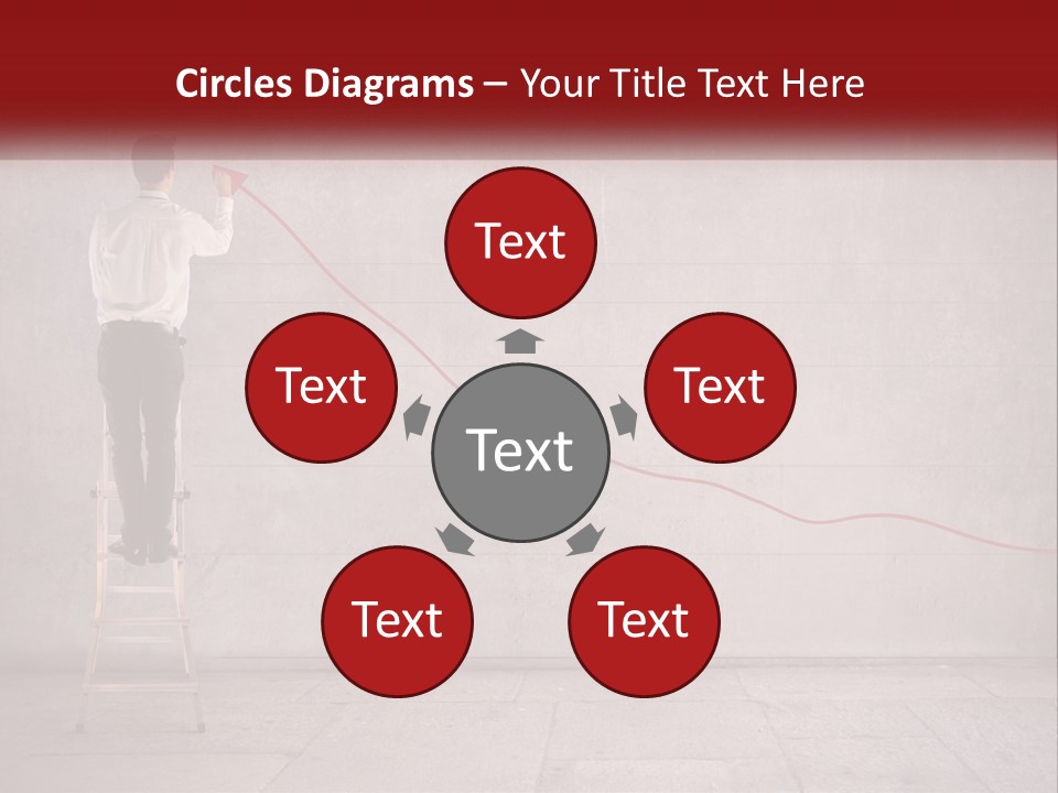 A Man Standing On A Ladder Drawing A Line On A Wall PowerPoint Template