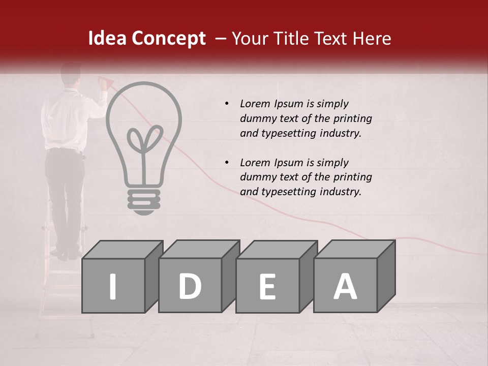 A Man Standing On A Ladder Drawing A Line On A Wall PowerPoint Template