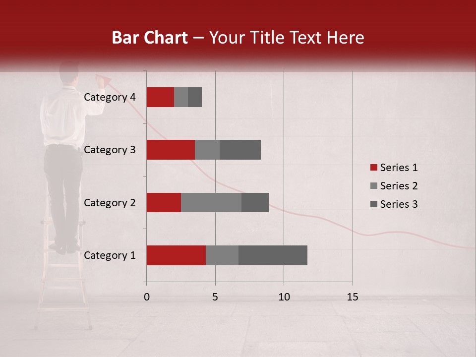 A Man Standing On A Ladder Drawing A Line On A Wall PowerPoint Template