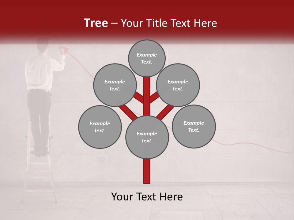 A Man Standing On A Ladder Drawing A Line On A Wall PowerPoint Template