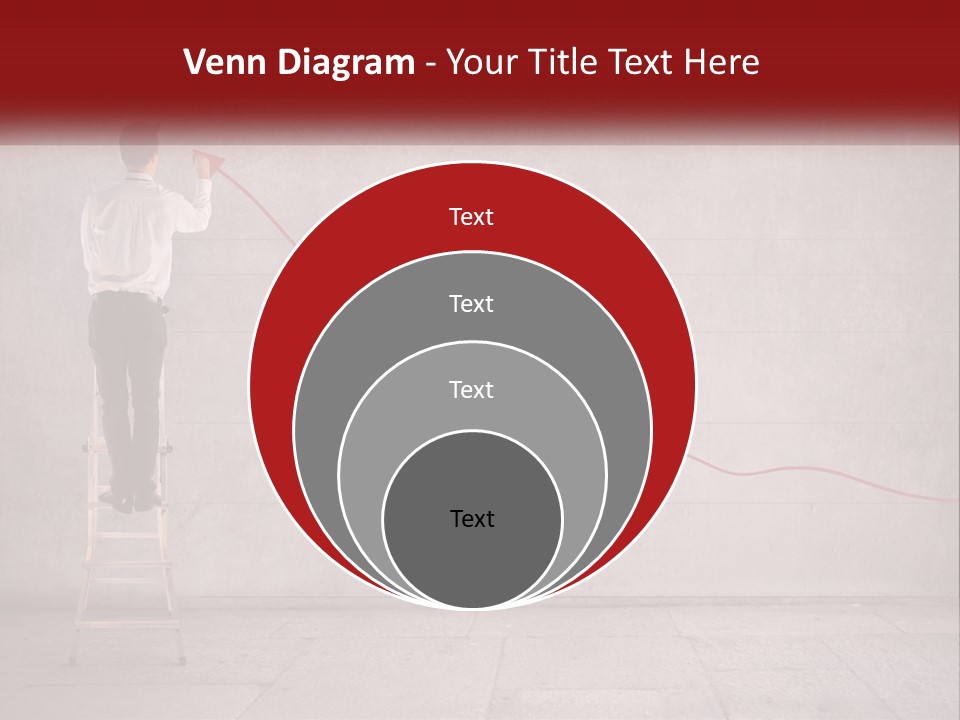 A Man Standing On A Ladder Drawing A Line On A Wall PowerPoint Template