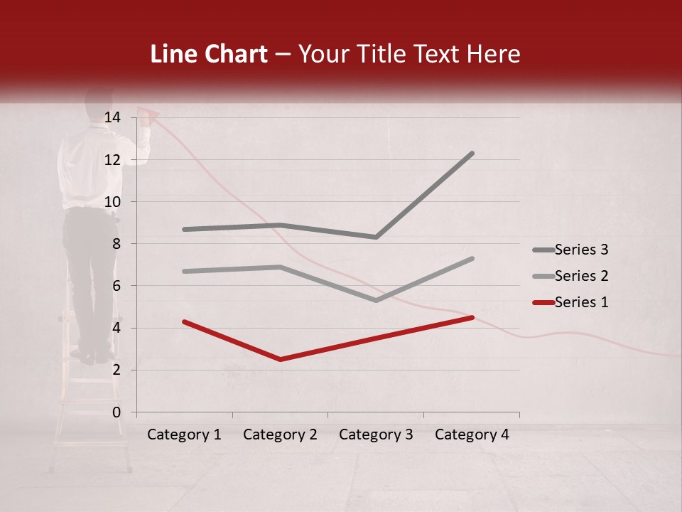 A Man Standing On A Ladder Drawing A Line On A Wall PowerPoint Template