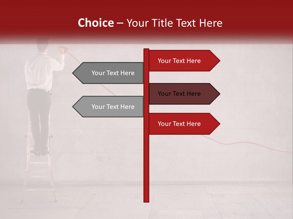A Man Standing On A Ladder Drawing A Line On A Wall PowerPoint Template