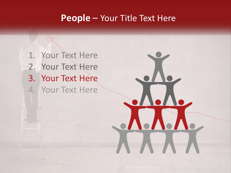 A Man Standing On A Ladder Drawing A Line On A Wall PowerPoint Template