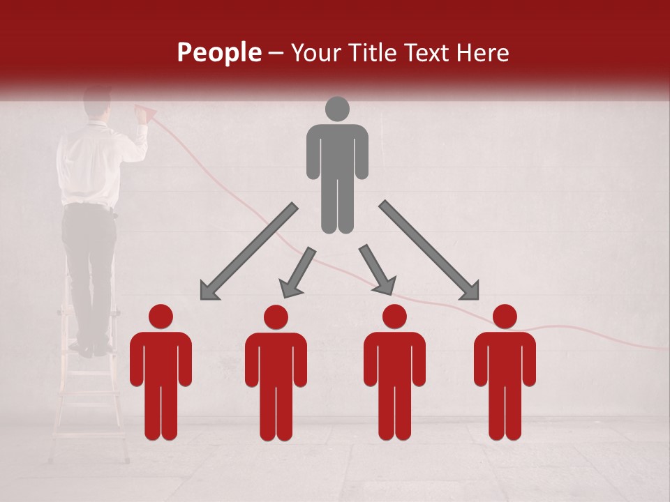 A Man Standing On A Ladder Drawing A Line On A Wall PowerPoint Template