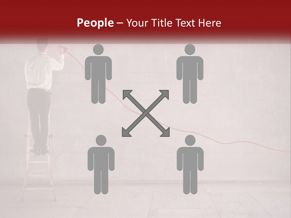 A Man Standing On A Ladder Drawing A Line On A Wall PowerPoint Template