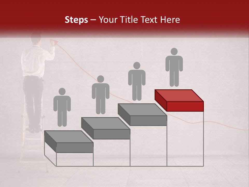 A Man Standing On A Ladder Drawing A Line On A Wall PowerPoint Template