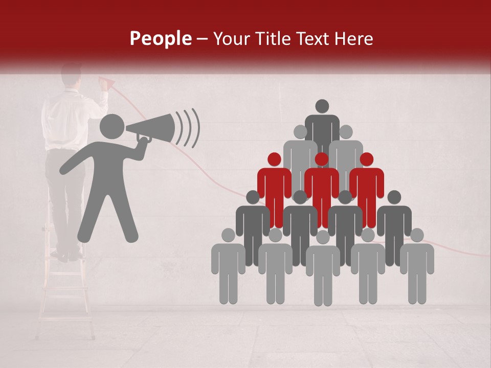 A Man Standing On A Ladder Drawing A Line On A Wall PowerPoint Template