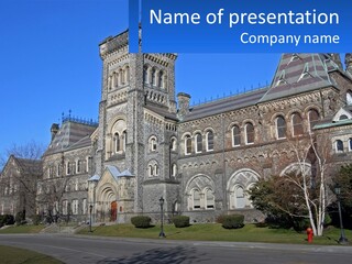 A Large Building With A Flag On Top Of It PowerPoint Template