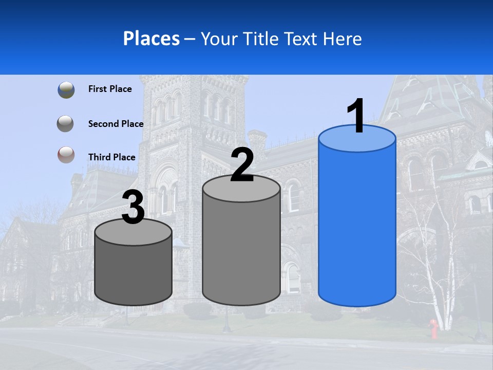 A Large Building With A Flag On Top Of It PowerPoint Template