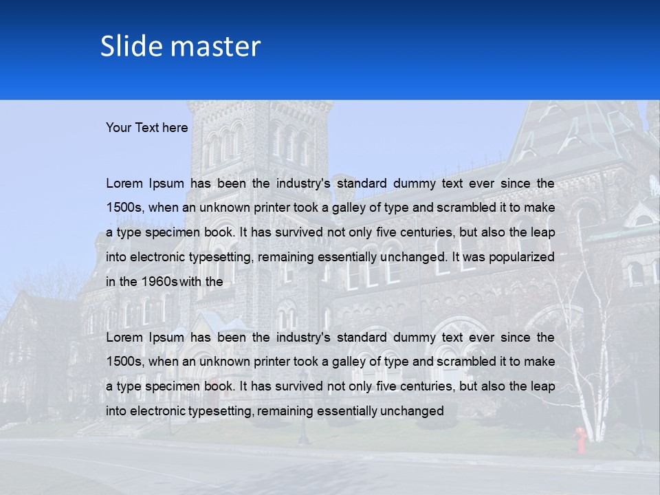 A Large Building With A Flag On Top Of It PowerPoint Template