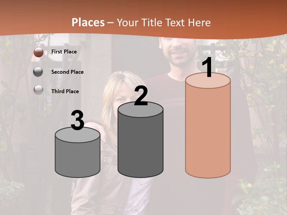 A Man And Woman Standing In Front Of A House PowerPoint Template