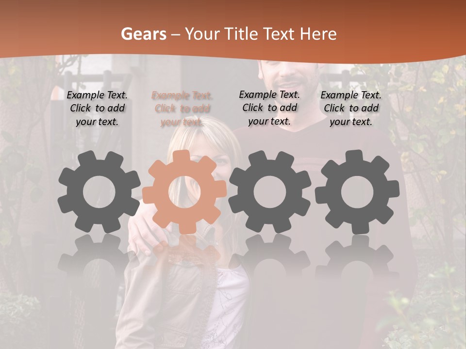 A Man And Woman Standing In Front Of A House PowerPoint Template