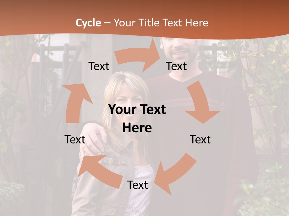 A Man And Woman Standing In Front Of A House PowerPoint Template