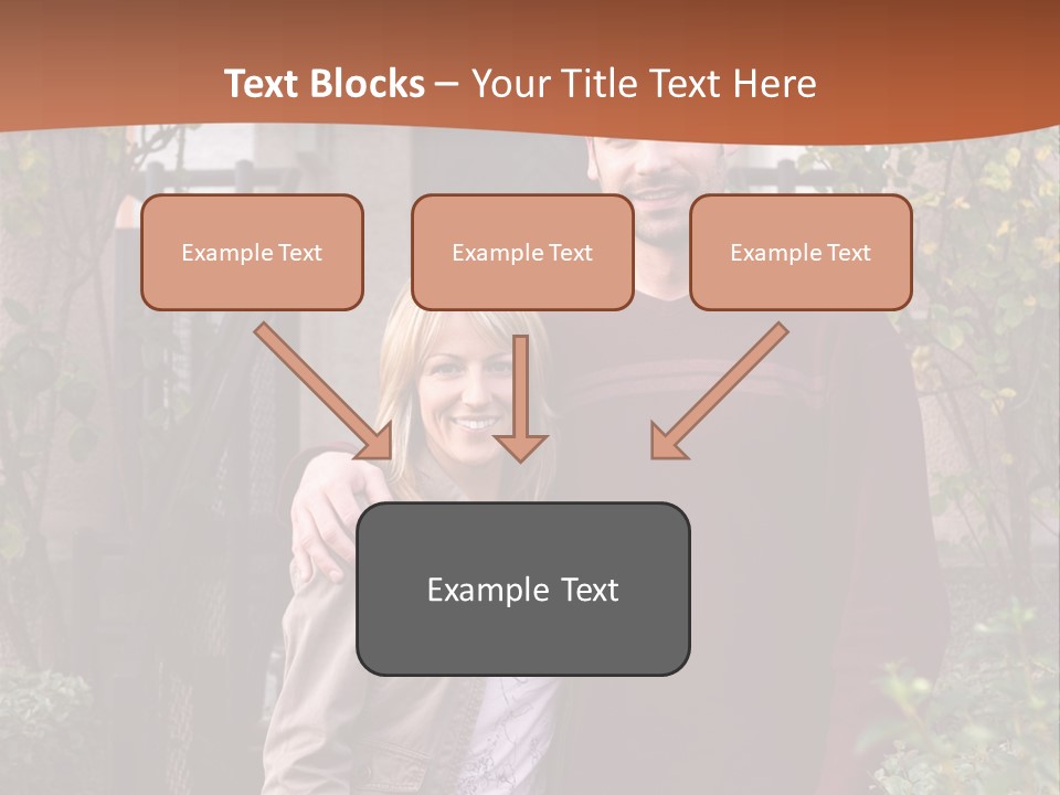 A Man And Woman Standing In Front Of A House PowerPoint Template