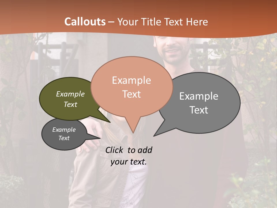 A Man And Woman Standing In Front Of A House PowerPoint Template