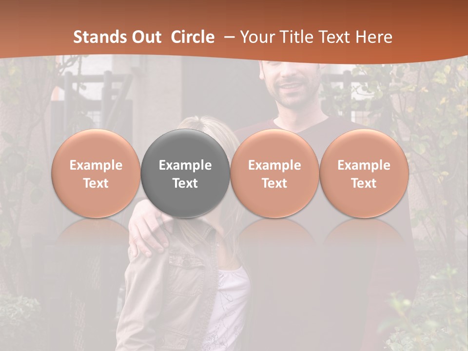 A Man And Woman Standing In Front Of A House PowerPoint Template