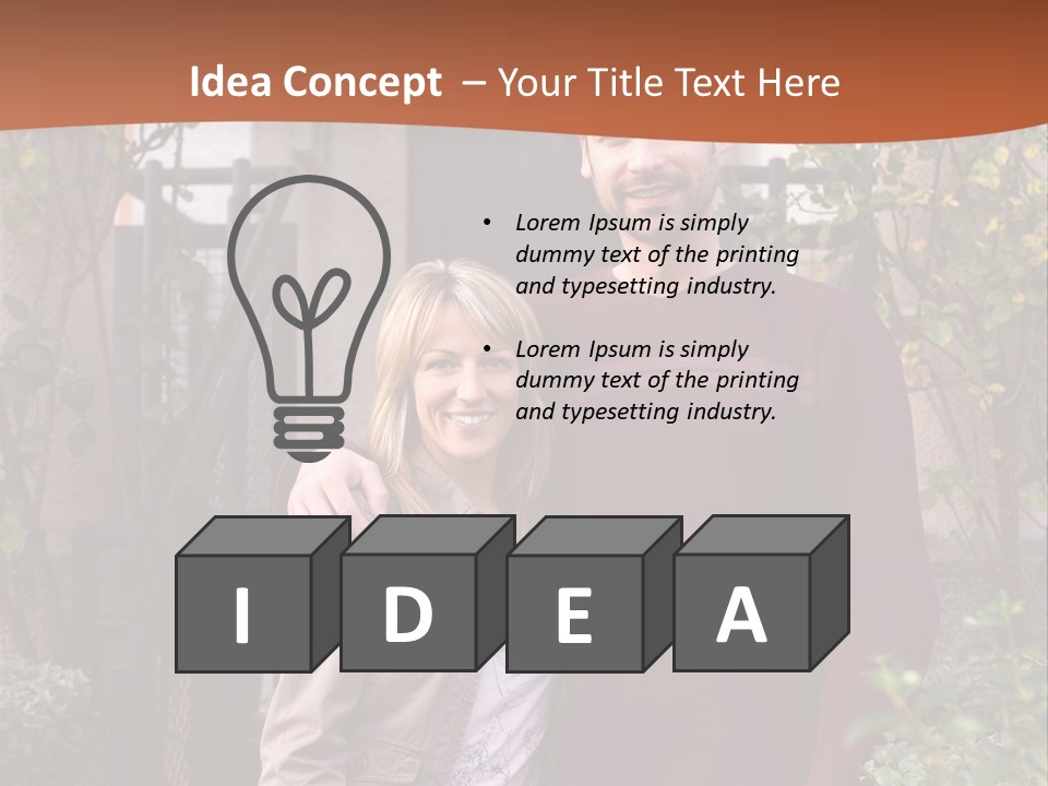 A Man And Woman Standing In Front Of A House PowerPoint Template