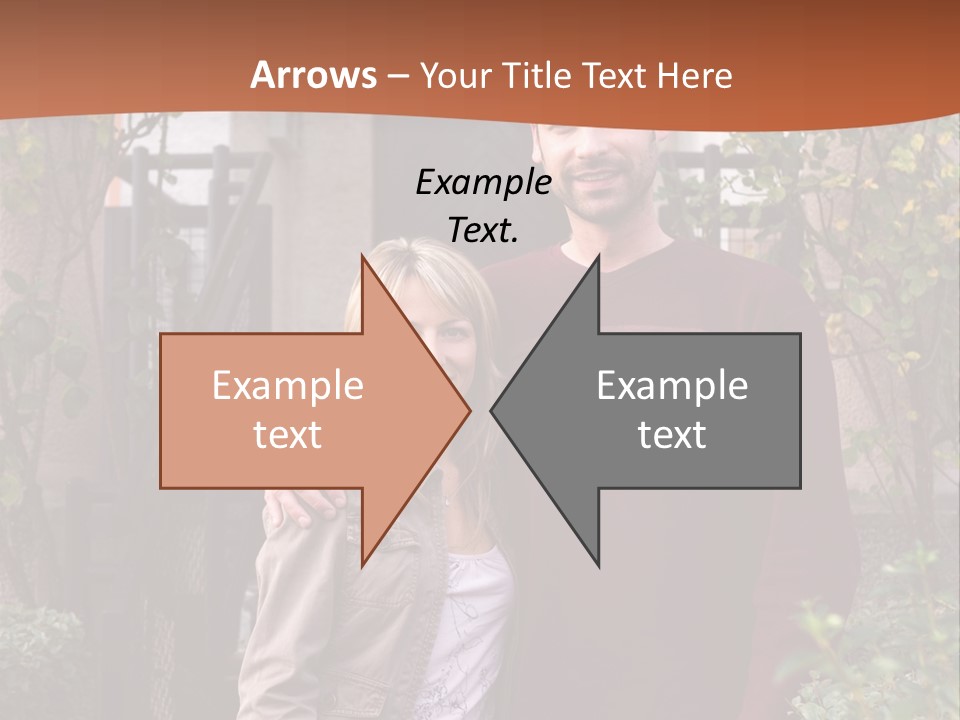 A Man And Woman Standing In Front Of A House PowerPoint Template