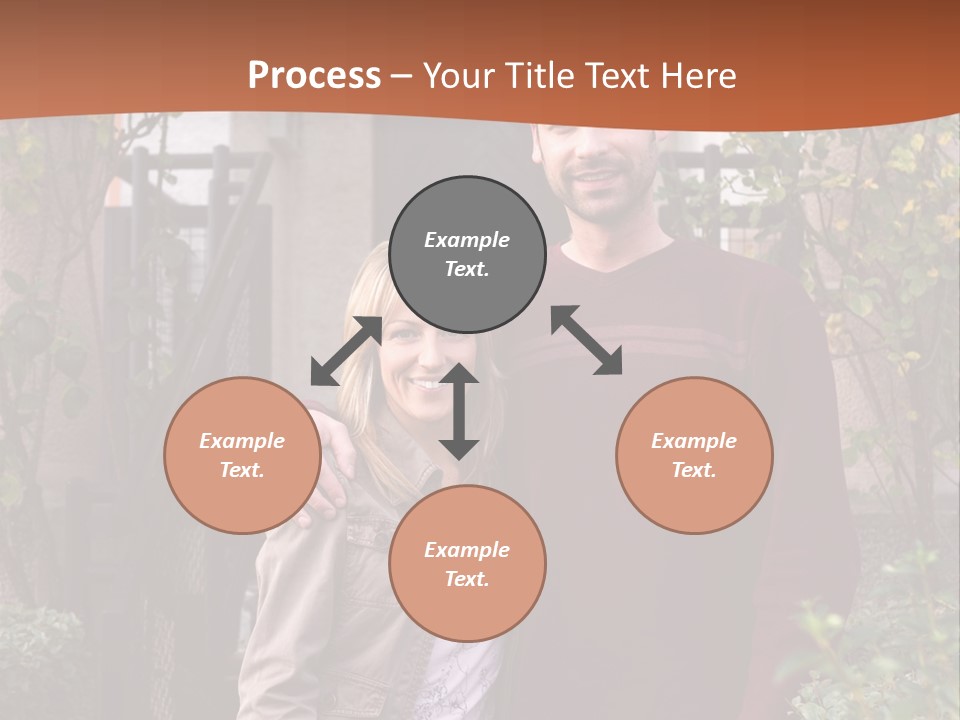 A Man And Woman Standing In Front Of A House PowerPoint Template
