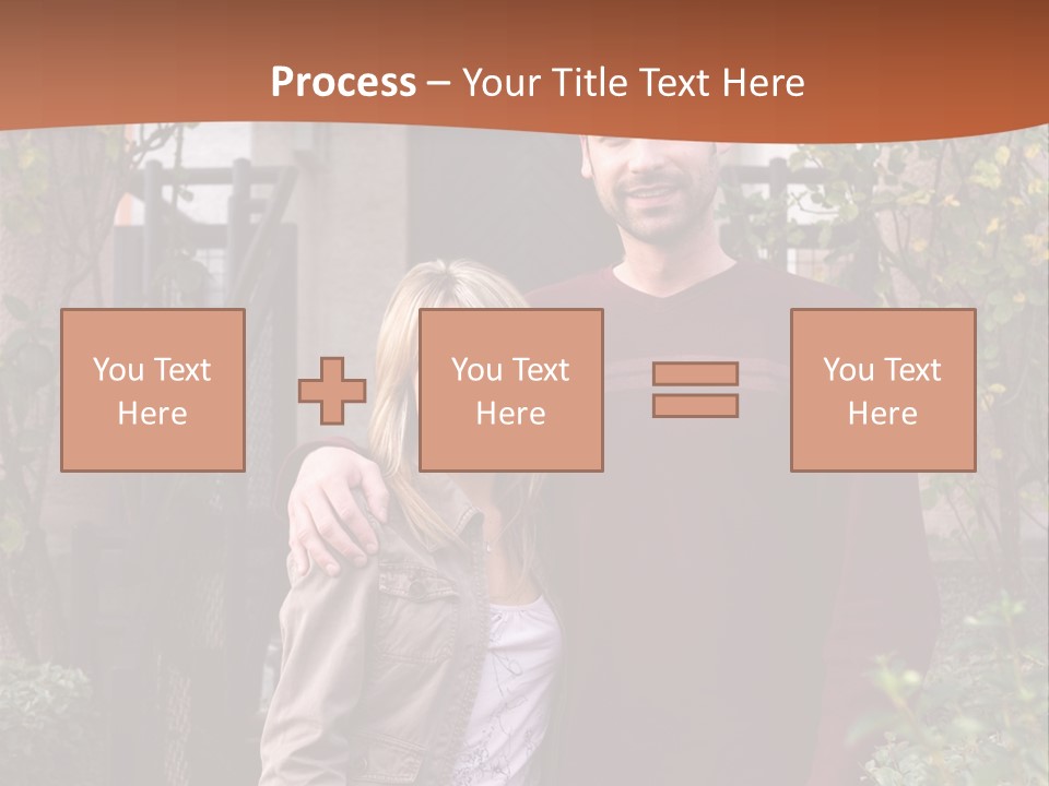 A Man And Woman Standing In Front Of A House PowerPoint Template