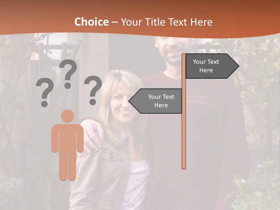 A Man And Woman Standing In Front Of A House PowerPoint Template