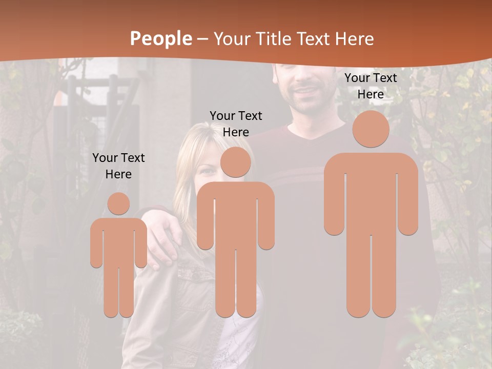 A Man And Woman Standing In Front Of A House PowerPoint Template