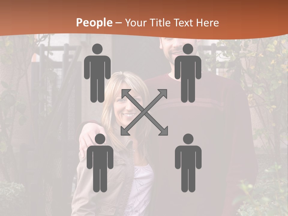 A Man And Woman Standing In Front Of A House PowerPoint Template