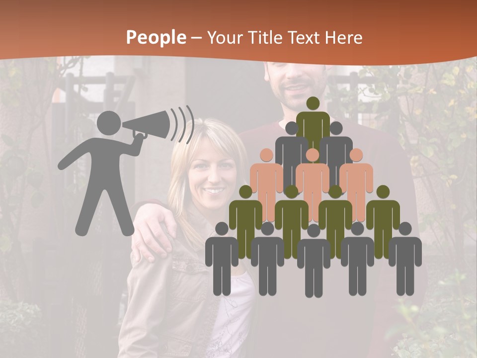 A Man And Woman Standing In Front Of A House PowerPoint Template