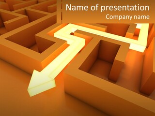 A Maze With An Arrow Going Through It PowerPoint Template