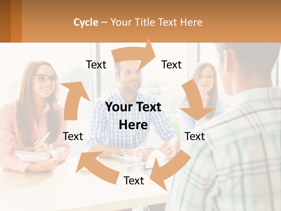A Group Of People Sitting Around A Table PowerPoint Template