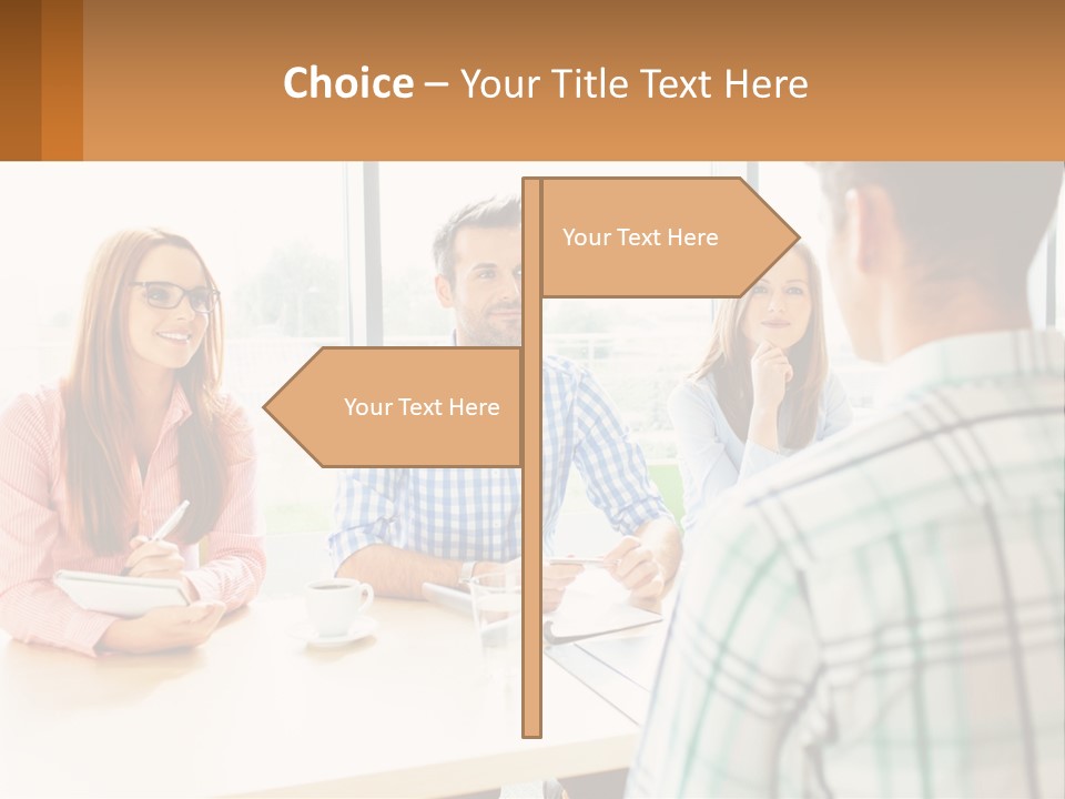 A Group Of People Sitting Around A Table PowerPoint Template