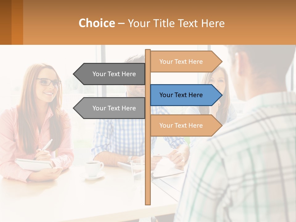 A Group Of People Sitting Around A Table PowerPoint Template