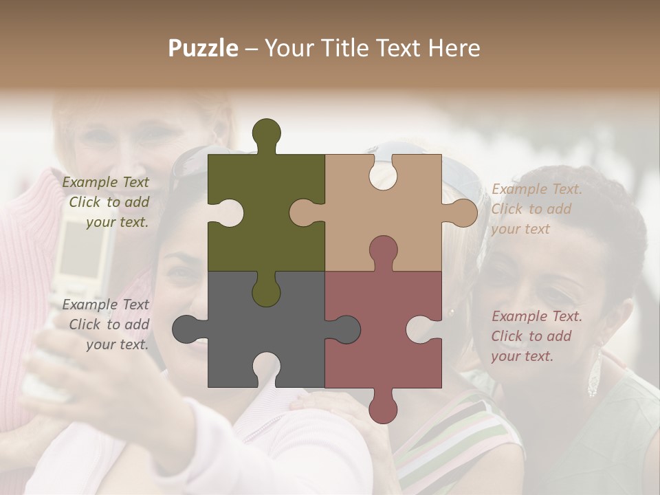 A Group Of Women Taking A Picture With A Cell Phone PowerPoint Template