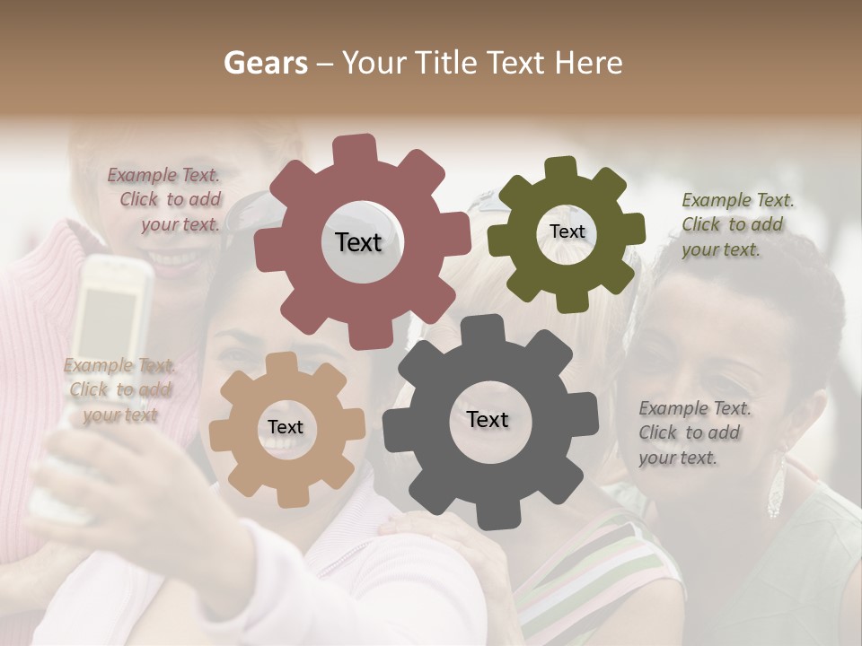 A Group Of Women Taking A Picture With A Cell Phone PowerPoint Template