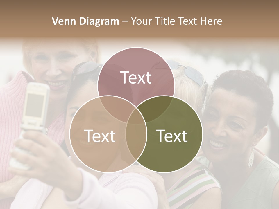 A Group Of Women Taking A Picture With A Cell Phone PowerPoint Template