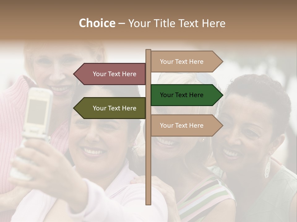 A Group Of Women Taking A Picture With A Cell Phone PowerPoint Template