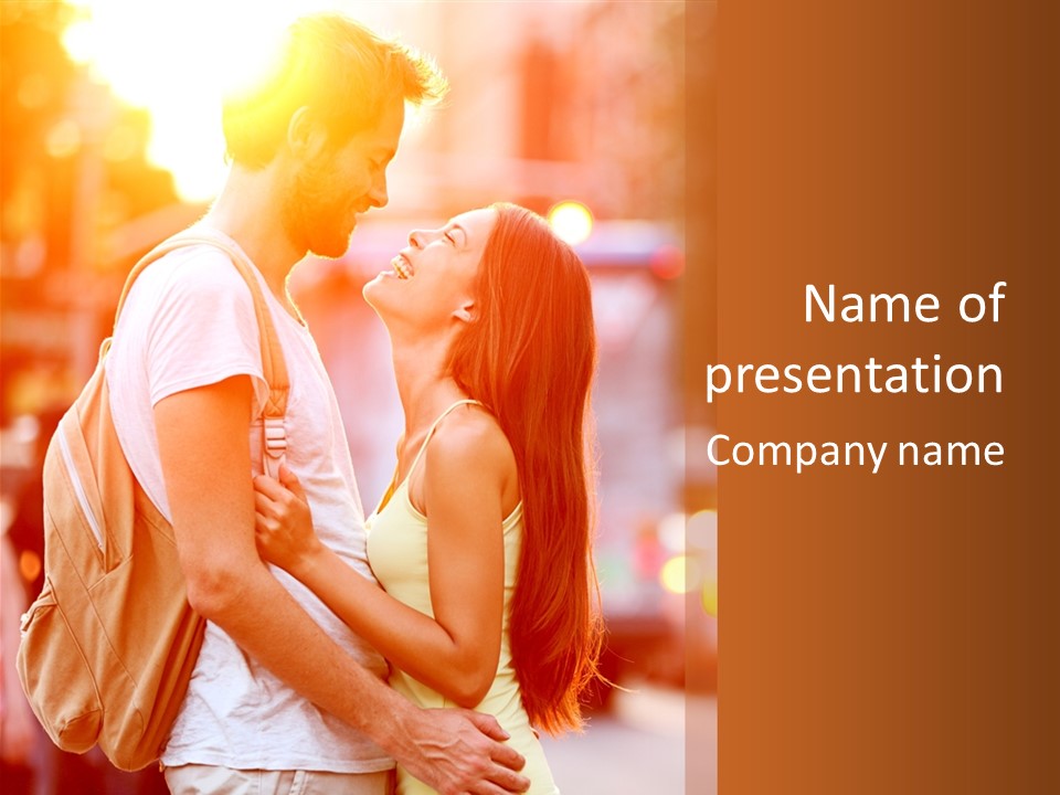 A Man And A Woman Standing Next To Each Other PowerPoint Template