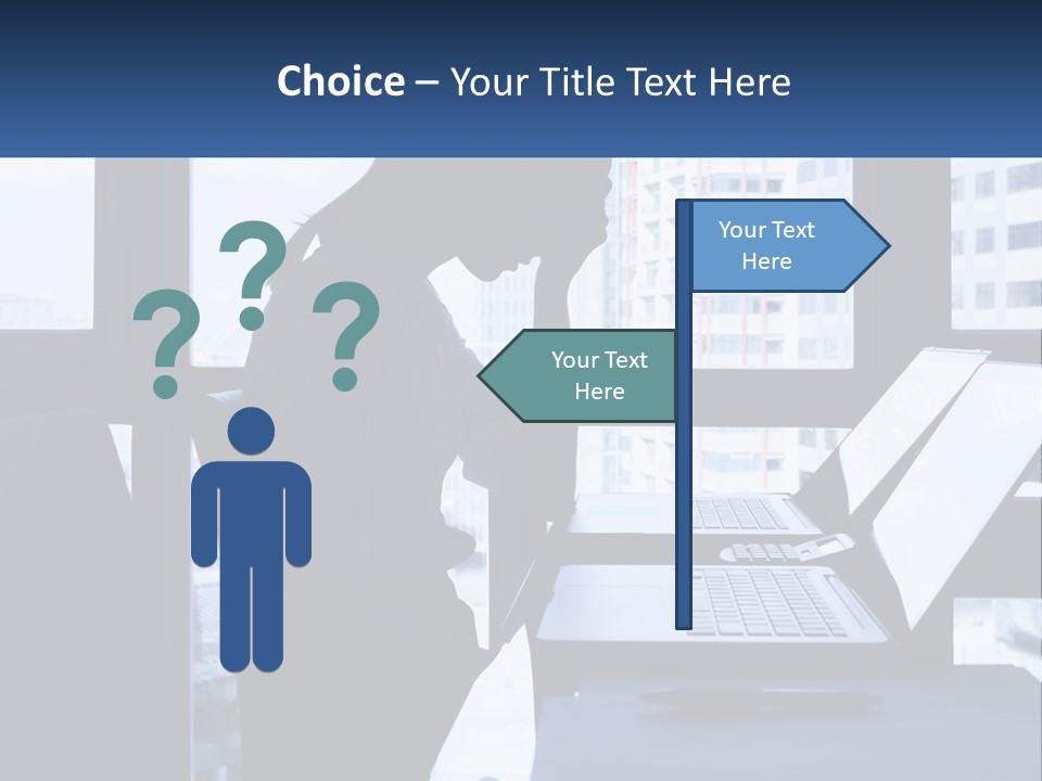 A Man Sitting In Front Of A Laptop Computer PowerPoint Template