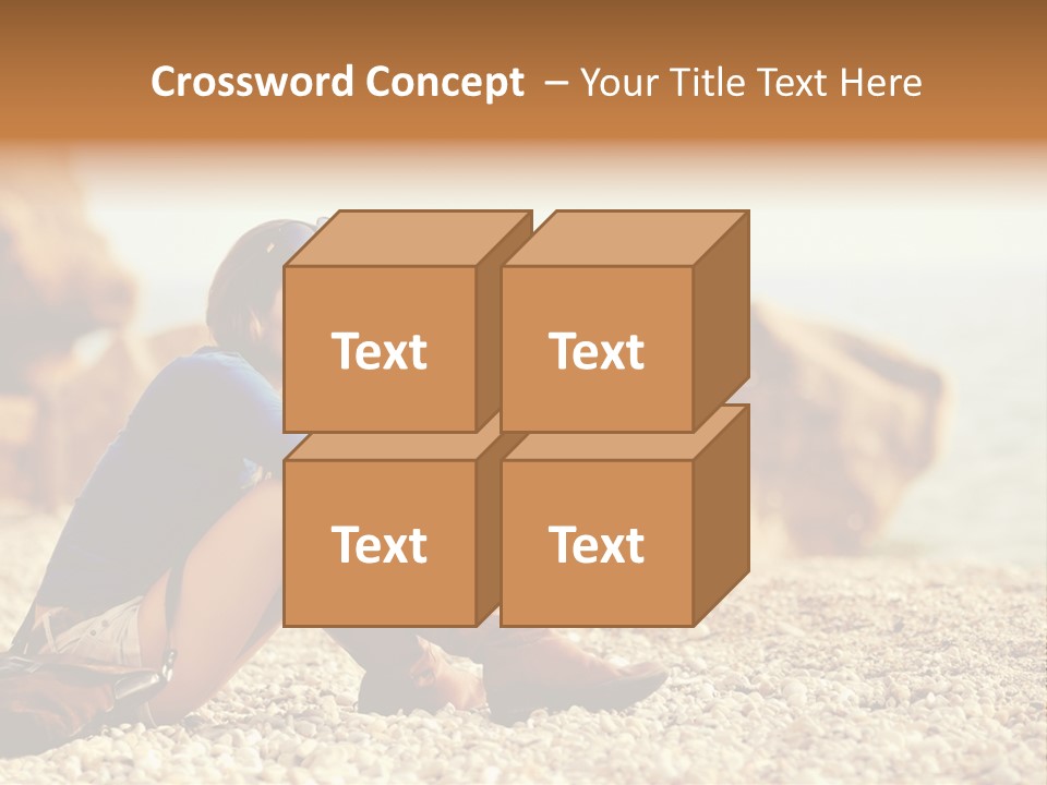 A Woman Sitting On The Beach With Her Feet Up PowerPoint Template